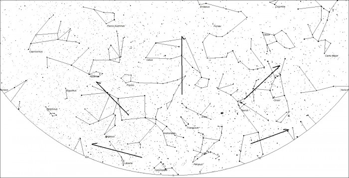 Examples of Perseid Meteors as seen from Latitude 25S near 5am