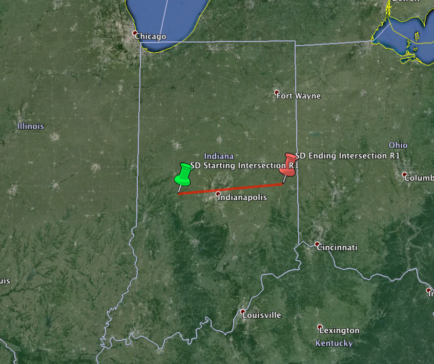 Estimated Trajectory For Mid Western Fireball - September 26th, 2013