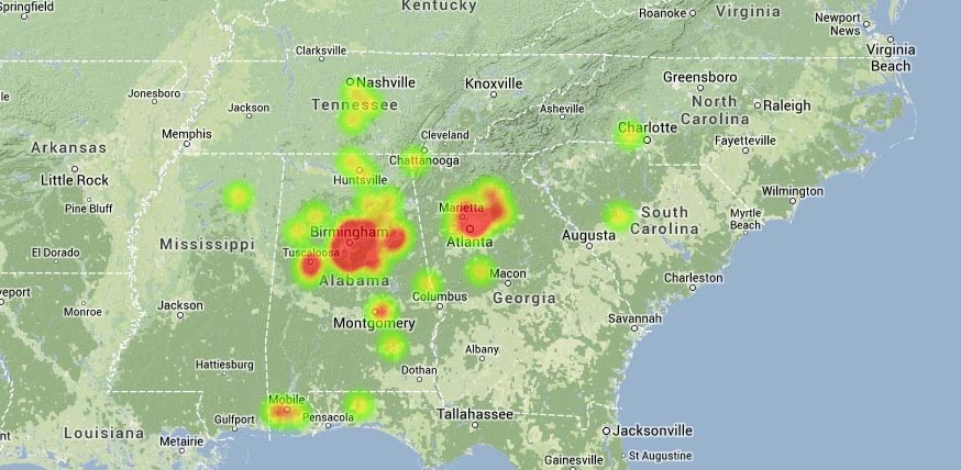 Heat Map For AMS Event  2013/1907