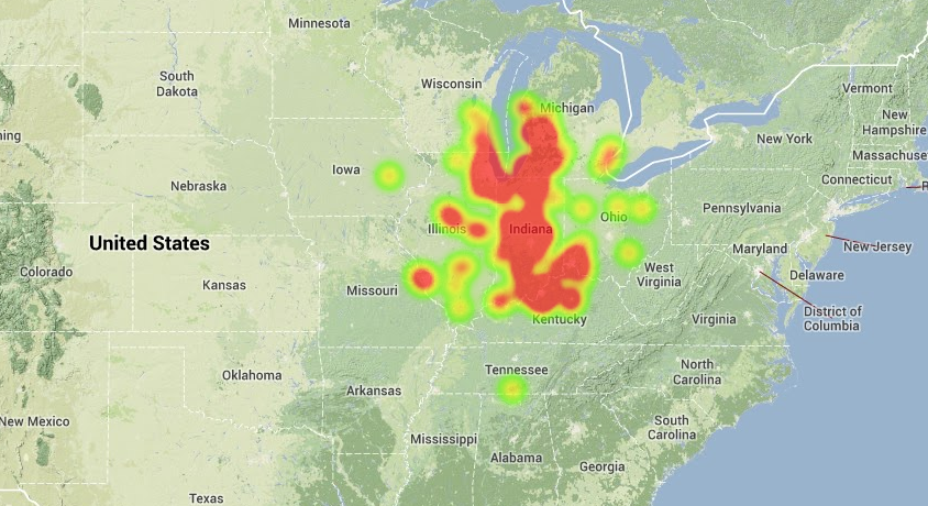 Heat Map For Midwest Fireball - September 26th, 2013