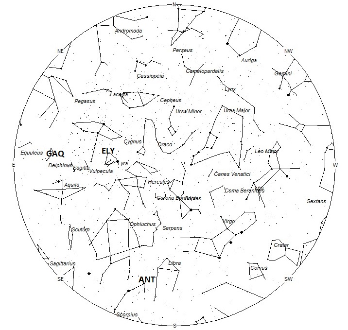 Radiant Positions at 01:00 Local Daylight Saving Time