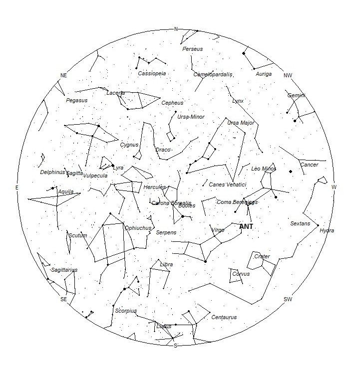 Radiant Positions at 04:00 LST