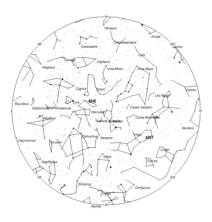 Radiant Positions at 05:00 LDST