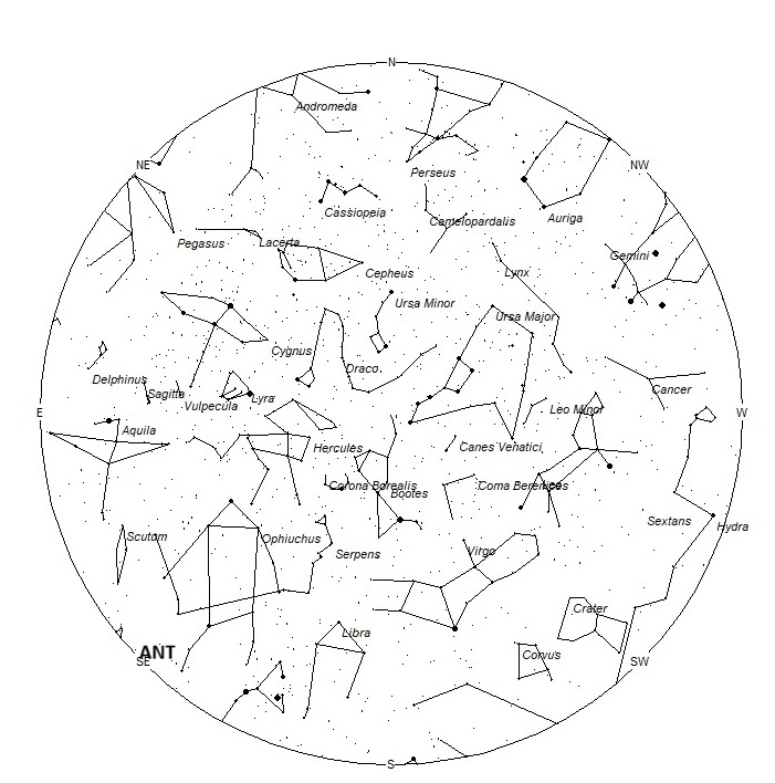 Radiant Positions at 23:00 LST