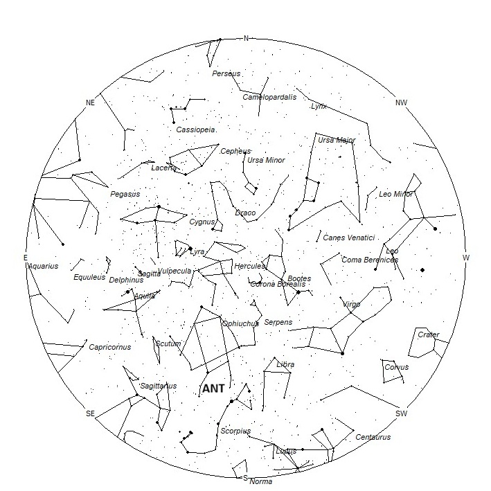 Radiant Positions at 01:00 LDST