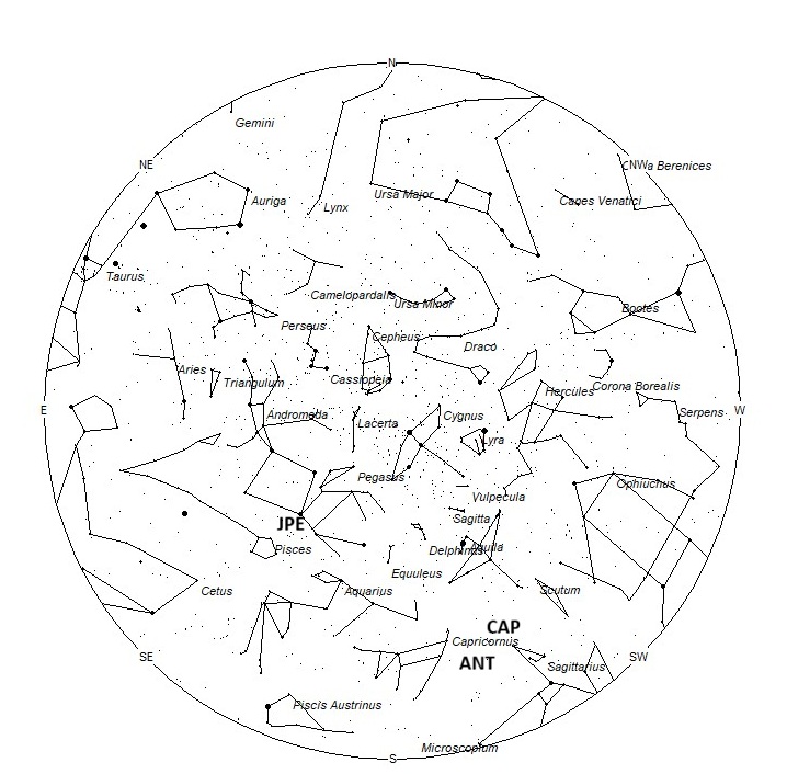 Radiant Positions at 04:00 LST