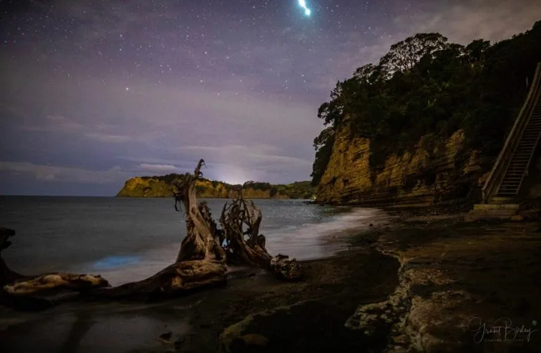 Grant Birley captured this double bursting fireball on August 2, 2022, at 22:56 NZDT (10:56 UT) from Whangaparāoa Peninsula